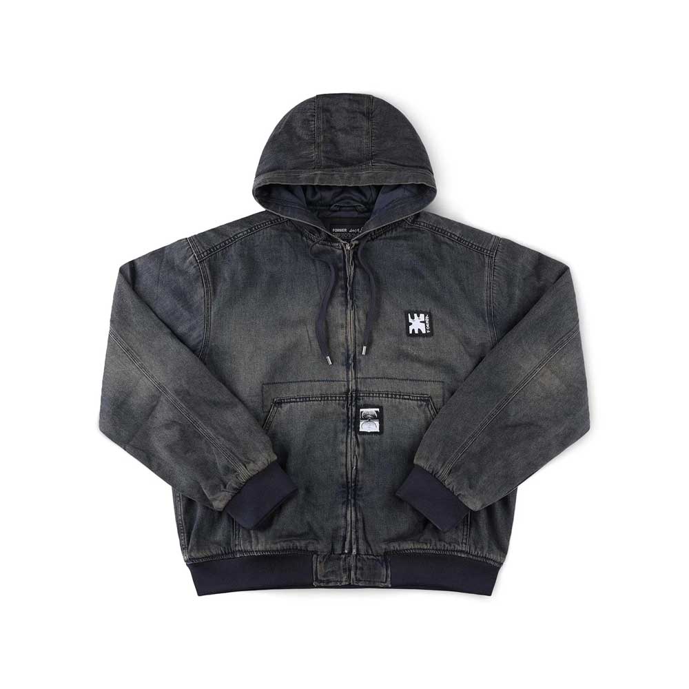 Enigma Hooded Denim Jacket (Dark Blue)