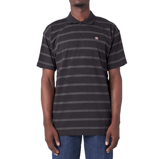 Striped Short Sleeve Polo (Black Striped)