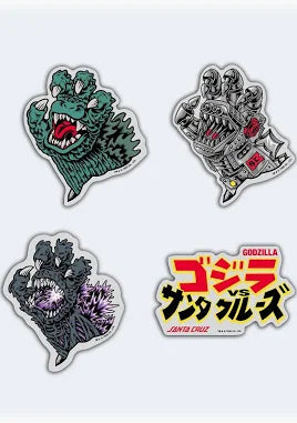 Godzilla vs Santa Cruz Sticker Pack