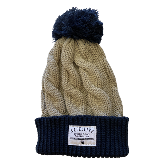 Durable Goods Pom Beanie (Cable Knit/NavyGrey)